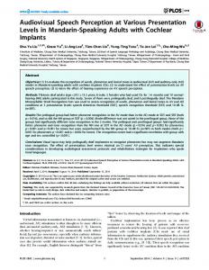 Audiovisual Speech Perception at Various ... - Semantic Scholar