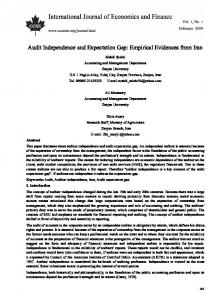 Audit Independence and Expectation Gap: Empirical ... - CiteSeerX