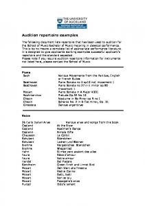 Audition repertoire examples