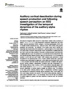Auditory cortical deactivation during speech ... - Semantic Scholar