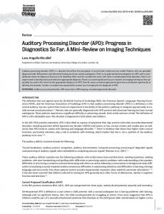 Auditory Processing Disorder (APD)