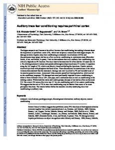 Auditory trace fear conditioning requires perirhinal cortex