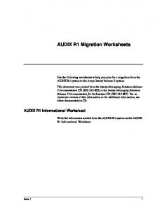 AUDIX R1 Migration Worksheets