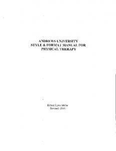 AUPT Style Manual - Andrews University