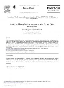 Authorized Deduplication: An Approach for Secure ...
