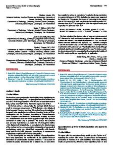 Authors' Reply - Journal of the American Society of Echocardiography