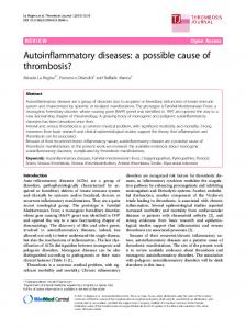 Autoinflammatory diseases: a possible cause of thrombosis? - CiteSeerX