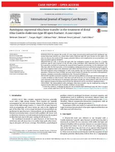 Autologous segmental tibia bone transfer in the treatment of distal tibia ...