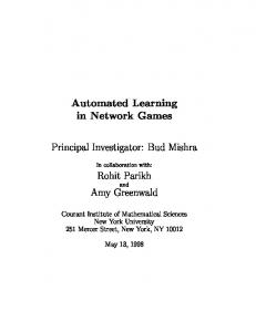 Automated Learning in Network Games - Semantic Scholar