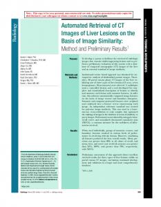 Automated Retrieval of CT Images of Liver Lesions on the ... - CiteSeerX