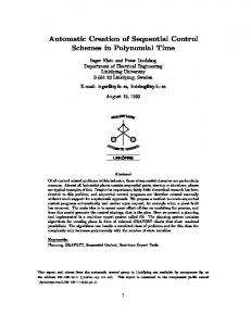 Automatic Creation of Sequential Control Schemes in ... - CiteSeerX