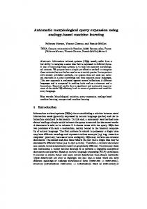 Automatic morphological query expansion using analogy-based ...