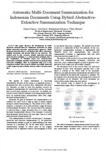 Automatic multi-document summarization for Indonesian ... - IEEE Xplore