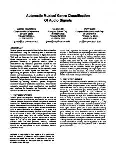 Automatic Musical Genre Classification Of Audio Signals