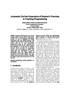 Automatic On-line Generation of Student's Exercises