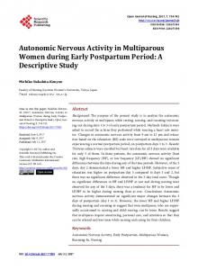 Autonomic Nervous Activity in Multiparous Women during Early ...