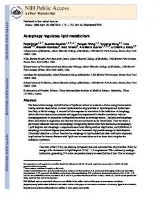 Autophagy regulates lipid metabolism