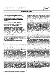 Azole cross-resistance to ketoconazole, fluconazole, itraconazole and ...