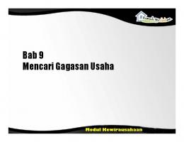 Bab 9 Mencari Gagasan Usaha