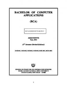 BACHELOR OF COMPUTER APPLICATIONS (BCA)