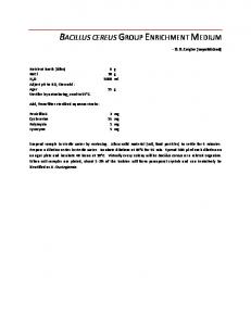 Bacillus cereus Enrichment Medium