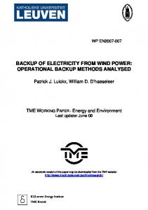 Backup of Electricity from Wind Power