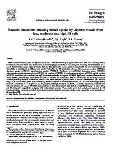 Bacterial inoculants affecting nickel uptake by ... - PubAg - USDA