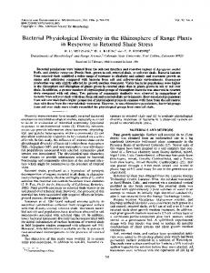 Bacterial Physiological Diversity inthe Rhizosphere of Range ... - NCBI