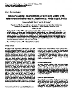 Bacteriological examination of drinking water ... - Academic Journals
