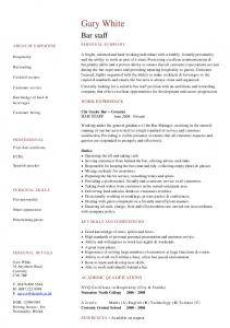 Bar Staff CV Template - Dayjob