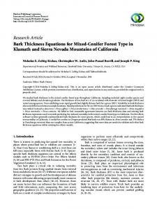 Bark Thickness Equations for Mixed-Conifer Forest Type in Klamath ...