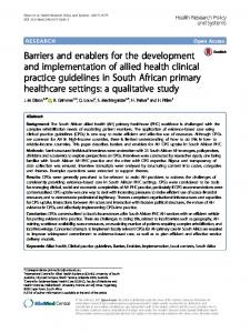 Barriers and enablers for the development and implementation of ...