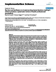 Barriers and facilitators to implementing shared decision-making in