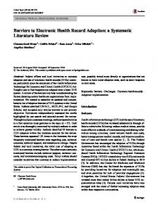 Barriers to Electronic Health Record Adoption: a ... - Semantic Scholar