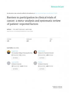 Barriers to participation in clinical trials of cancer: a ...