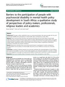 Barriers to the participation of people with psychosocial disability in ...