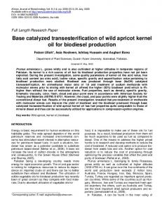 Base catalyzed transesterification of wild apricot kernel oil for ...