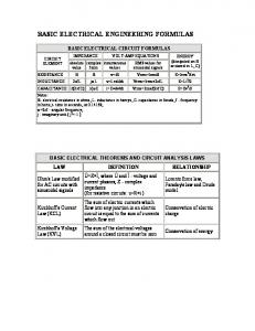 Basic Electrical Engineering Formulas