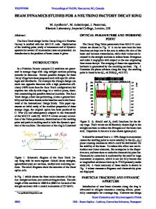 Beam Dynamics Studies for a Neutrino Factory Decay Ring - CERN