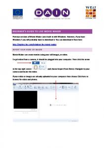BEGINNER'S GUIDE TO LIVE MOVIE MAKER