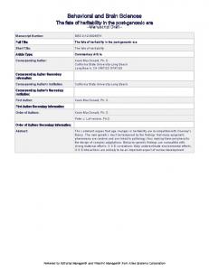 Behavioral and Brain Sciences