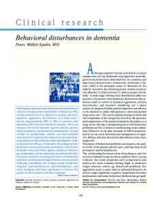 Behavioral disturbances in dementia