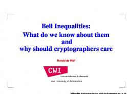 Bell Inequalities - CWI Amsterdam