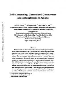 Bell's Inequality, Generalized Concurrence and Entanglement