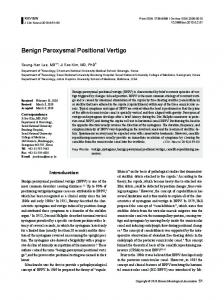 Benign Paroxysmal Positional Vertigo - Semantic Scholar