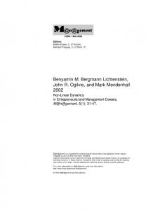 Benyamin M. Bergmann Lichtenstein, John R. Ogilvie ... - M@n@gement