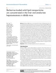 Berberine-loaded solid lipid nanoparticles are ... - Semantic Scholar