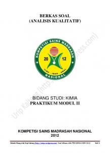 BERKAS SOAL (ANALISIS KUALITATIF) BIDANG STUDI: KIMIA ...