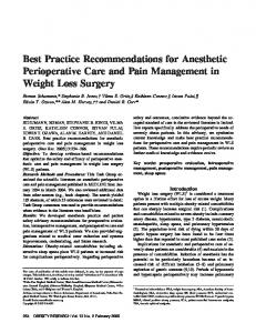 Best Practice Recommendations for Anesthetic Perioperative Care ...