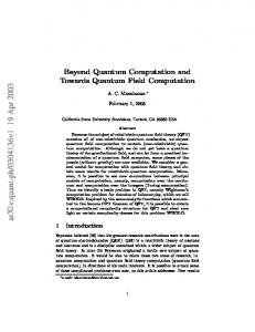 Beyond Quantum Computation and Towards Quantum Field ...